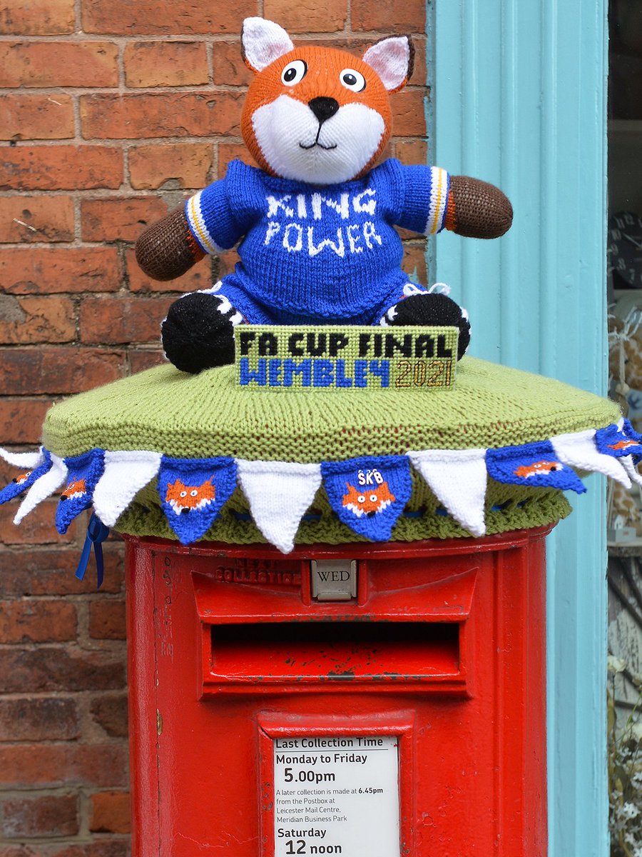 LCFC's tweet photo. The mystery knitter strikes in Syston again! 🦊🧶

Here's hoping it brings us luck once more in the #FACupFinal https://t.co/I6TntHdtcd