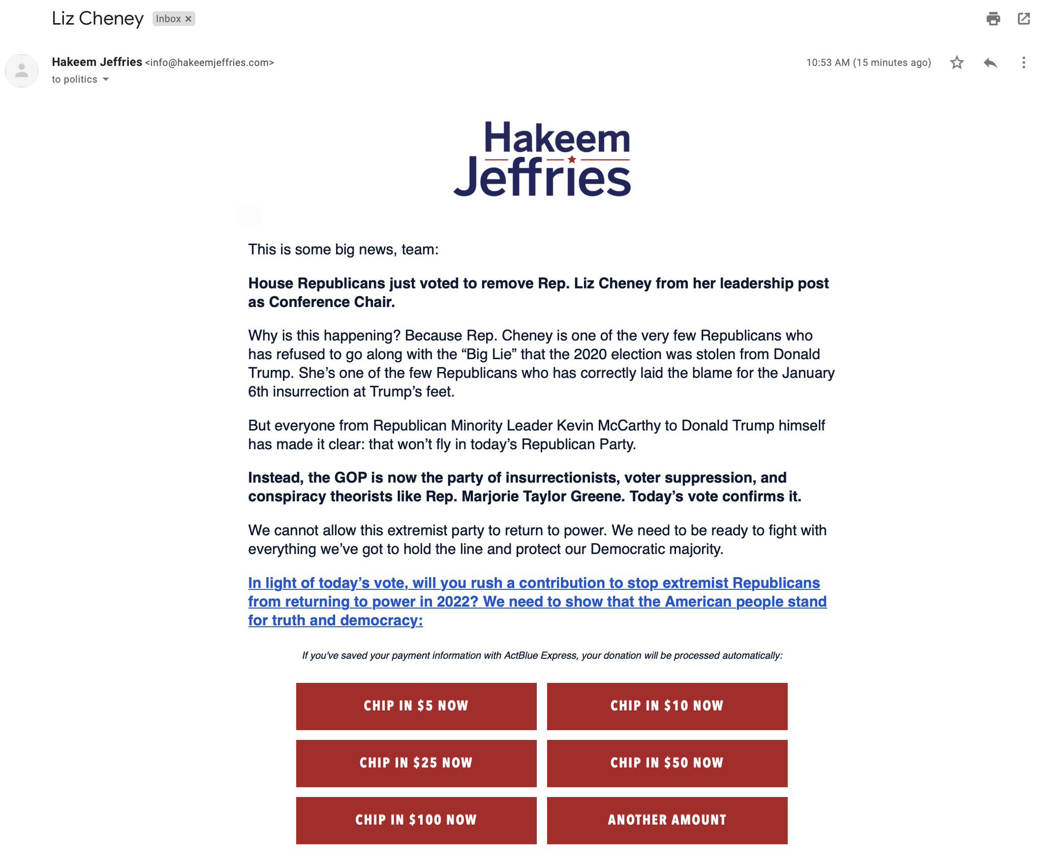 Dave Levinthal on Twitter "Liz Cheney Gift from the fundraising gods