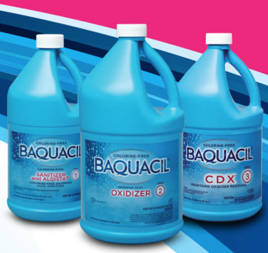 BAQUACIL® enables you to convert your pool into a CHLORINE-FREE, carefree sanctuary in less than 24 hours. The result? Clear, beautiful water that's gentle on eyes, hair and skin, not to mention pool surfaces and swimsuits.