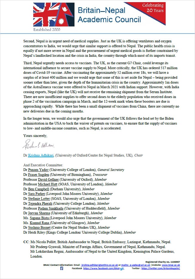 Following our panel discussion today, we have sent a letter to the UK government to take urgent action to support Nepal in the face of the humanitarian crisis which is unfolding in Nepal due to the devastating second wave of COVID-19 in South Asia.  Please share.