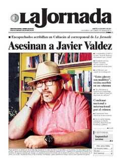 Hace 4 años Javier Valdez fue asesinado. Nadie como él contó en <a href="/lajornadaonline/">La Jornada</a> y en sus crónicas el mundo de la narcopolítica con oficio y rigor. Sus libros son verdaderas radiografías del cancer que invade el país. Justicia!!! elciervoherido.wordpress.com/2018/05/13/jav… ⁦<a href="/omartodavia/">omar gonzález</a>⁩