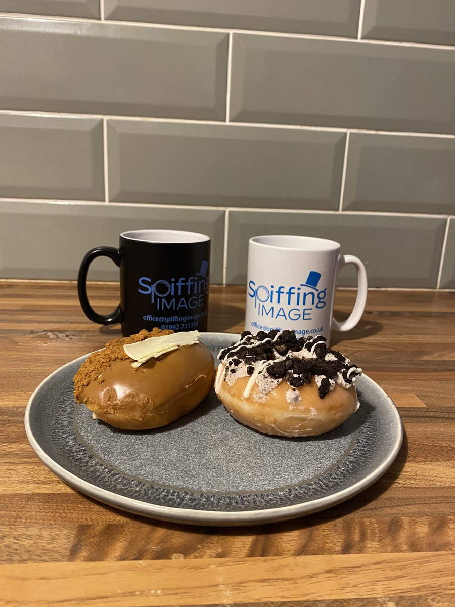 SpiffingImage's tweet photo. We’re all ready to celebrate #nationaldoughnutweek here at Spiffing Image! 

Nice cuppa in one of our #brandedmugs and a yummy doughnut! 🍩 https://t.co/xxJVizQio6