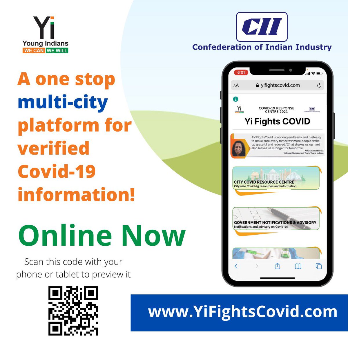 <a href="/YiTweets/">Young Indians (Yi)</a> launches a one stop resource to access city-wise #Covid information in a single click. 

Click on yifightscovid.com to get started. <a href="/raunakgoyal/">Raunak Goyal</a> <a href="/shahkartik77/">kay</a> <a href="/KumaraGuru/">DNV Kumara Guru | ಡಿ ನಂ ವೆಂ ಕುಮಾರ ಗುರು 🇮🇳</a> <a href="/spindoc_k/">Kaushik Murali</a> <a href="/MirchandaniDr/">Dr Rahul Mirchandani</a> #YiFightsCovid #CovidWarriors #Covid19IndiaHelp