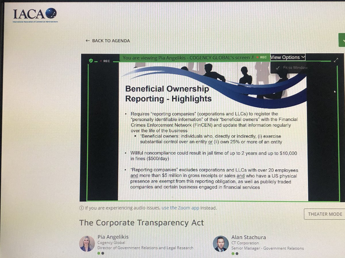 I hope all attendees are viewing this important session! We are lucky to have a great group of panelist to help us prepare for the implementation of the CTA. #IACA2021