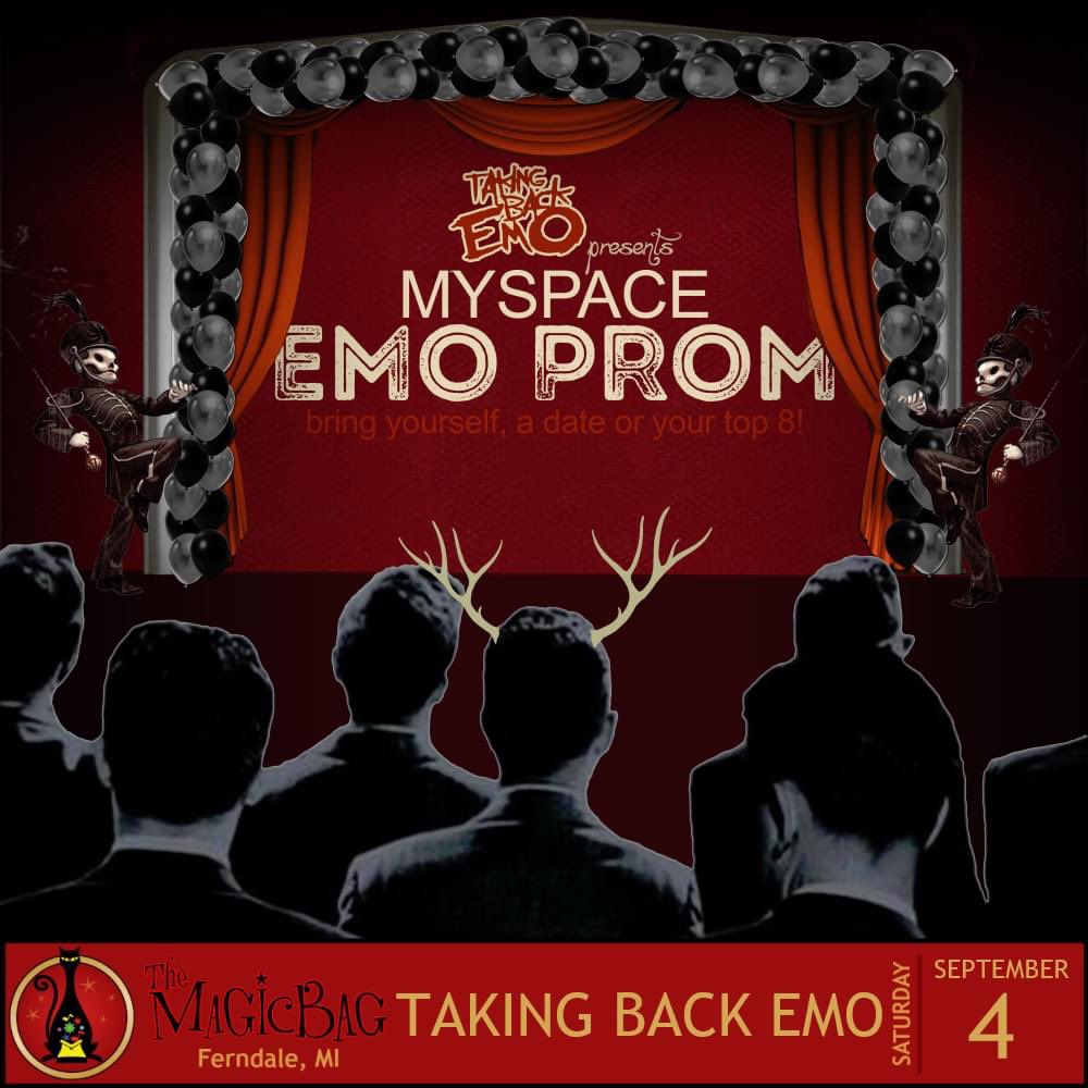 Taking_Back_Emo's tweet photo. New Magic Bag show on sale today!
Saturday, September 4 - Doors 8pm - $15 adv.
Myspace Emo Prom with Taking Back Emo @themagicbagmi 

#myspacemoprom #takingbackemo 

Tickets are on sale at https://t.co/jvou7TlUld https://t.co/WI1KAwQTxY