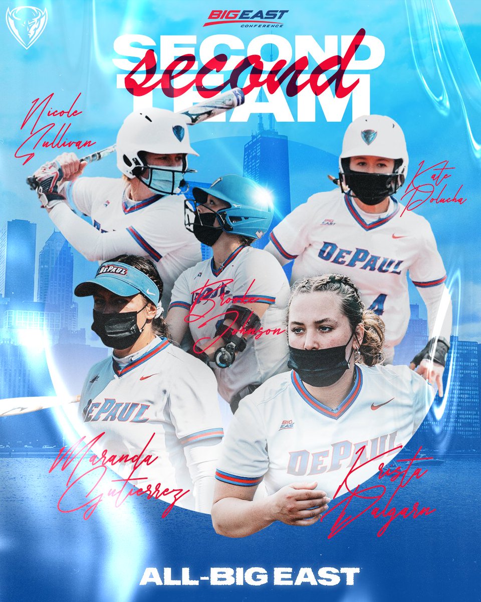 DePaulSB's tweet photo. 𝗔𝗹𝗹-𝗕𝗜𝗚 𝗘𝗔𝗦𝗧 𝗦𝗲𝗰𝗼𝗻𝗱 𝗧𝗲𝗮𝗺

⭐ Krista Dalgarn
⭐ Maranda Gutierrez
⭐ Brooke Johnson
⭐ Kate Polucha 
⭐ Nicole Sullivan 

What a squad 🤩

📰 | https://t.co/KvDZruvtSt

#GRIT | #BIGEASTsb https://t.co/MHk1HETgBI