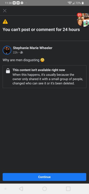 This post was a post on sex trafficking.   Apparently facebook is pro rape and sex trafficking because