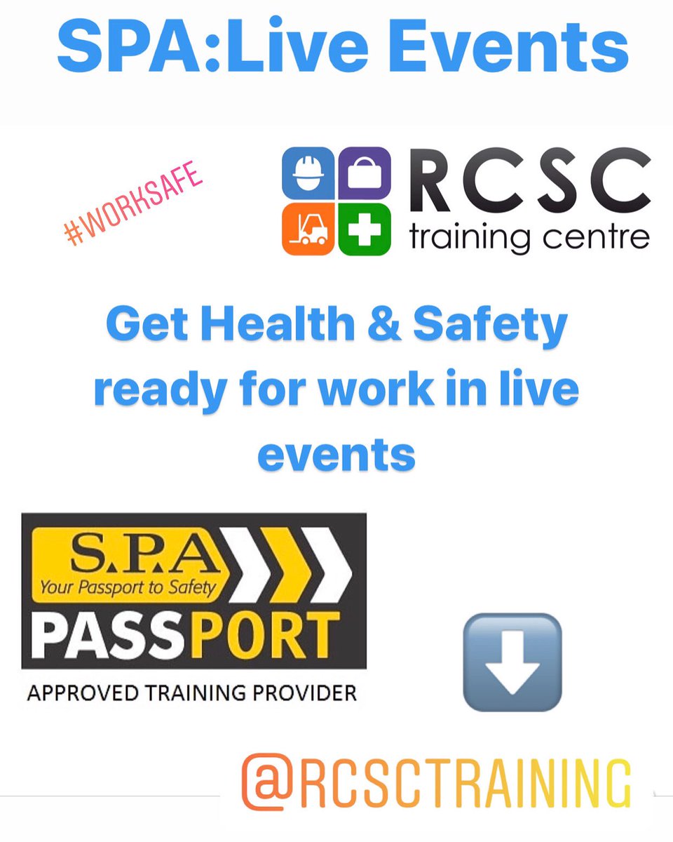 rcsctraining's tweet photo. Get health and safety ready for work in the live events industry with one of our SPA Live Events courses. We can deliver this at your premises or ours. Contact us for more information ⬇️
https://t.co/OlIiZE4Fg7 https://t.co/3nHhDTNrhS