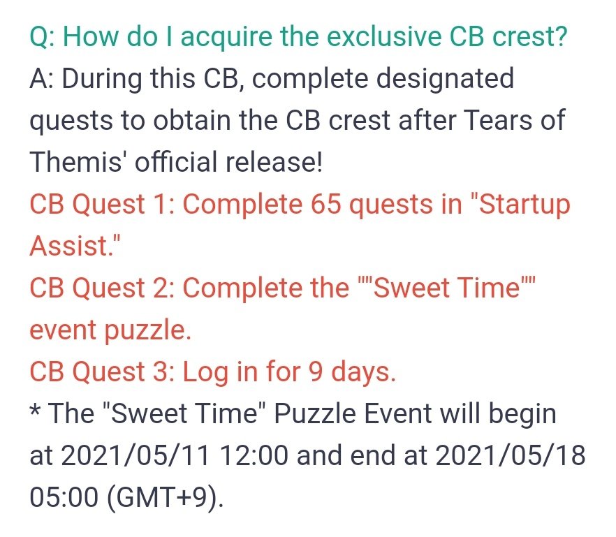 otomeobsessed's tweet photo. If you are a part of CBT and you want to get your crest, make sure you complete these before it ends!

#OOTOT https://t.co/9mv91vR8hd