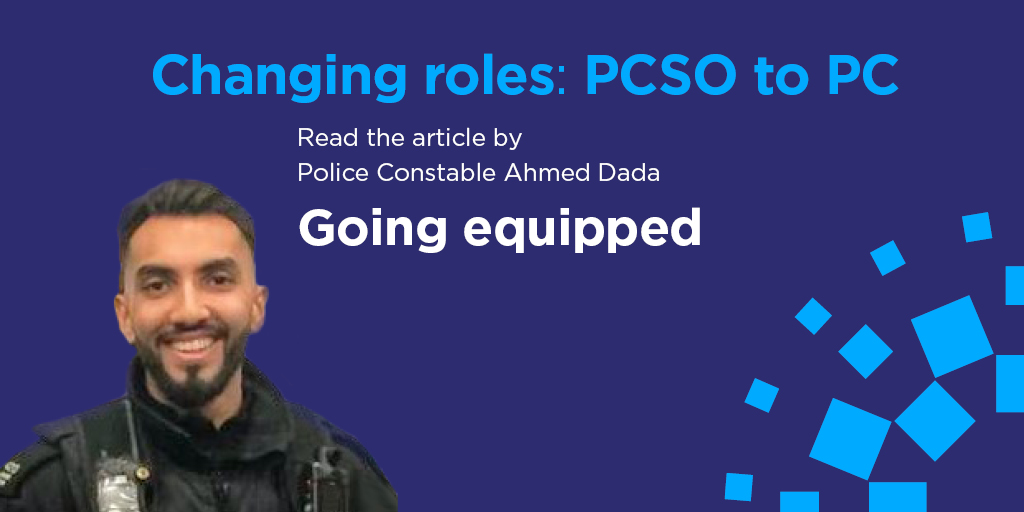 CollegeofPolice's tweet photo. Issue 2 of #GoingEquipped

“The skills I gained from being a PCSO have been paramount in assisting me to be a PC.”

@ADadaIX discusses his experience of changing his role from PCSO to police constable at @leicspolice.

▶️ https://t.co/GFgFCrfqx3 https://t.co/2oL90WlFjm