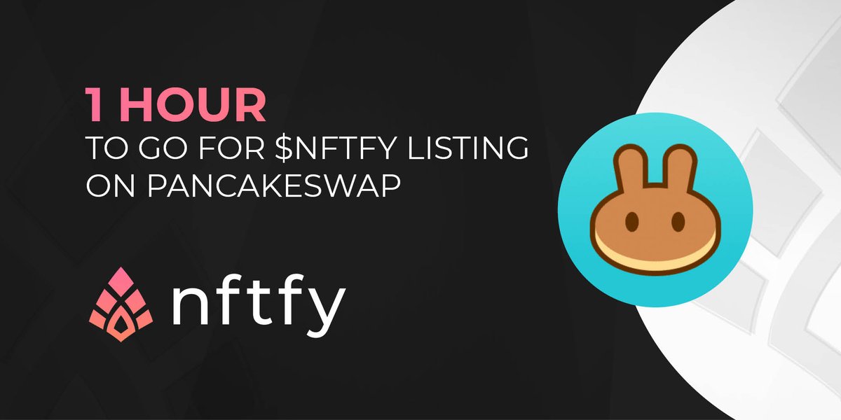nftfyofficial's tweet photo. ⏱1 hour to go for $NFTFY listing on #PancakeSwap.

Are you ready?

👉https://t.co/yE13AY0GQ4

#NFTFY #launch https://t.co/VUWm76X0cQ