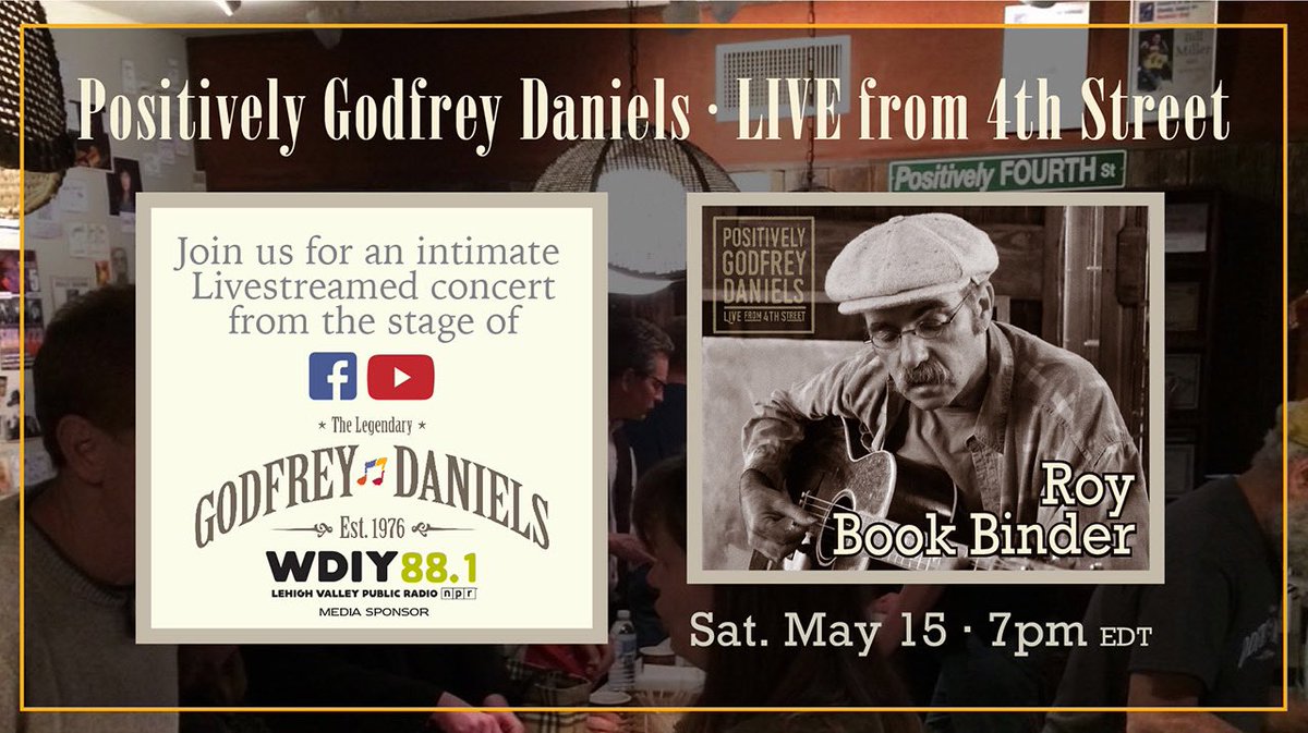 Some pretty awesome concerts coming up live from the Godfrey’s stage to your living room. This Saturday, Bluesman Roy Book Binder.