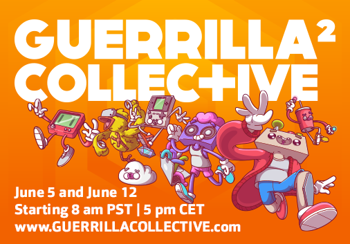 GuerrillaCollec's tweet photo. We're excited to announce that the Guerrilla Collective 2 will be back June 5 and 12, starting 9 am Pacific, 5 pm CET! Check out more info about the partners, teams and friends involved here: https://t.co/Gja0ka2oxN #indiedev #themix #guerrillacollective https://t.co/z4jOzTJK40