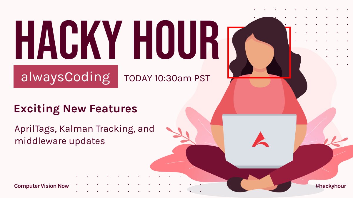 alwaysAI's tweet photo. It’s not too late to register for today’s #HackyHour! In a few hours, we will introduce the latest release of the alwaysAI platform, including #AprilTags, Kalman Tracking, and other significant upgrades to our middleware.
Register here:
https://t.co/MPhyHL9dM1
#ai https://t.co/2oRqZucvc0
