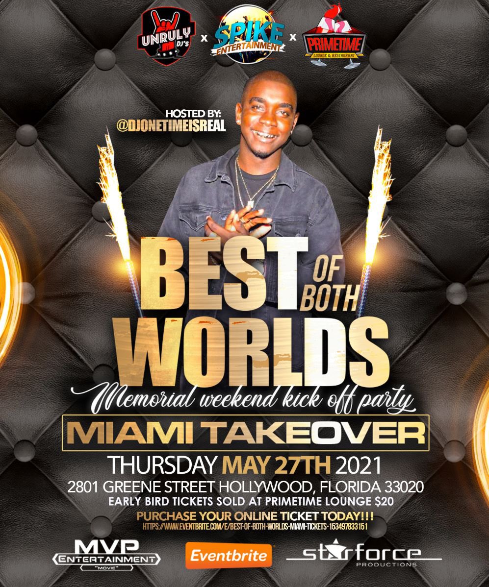 242Lounge's tweet image. 🗣EXPERIENCE 🍾”BEST OF BOTH WORLDS”🍾WITH 🎤DJ ONETIME🎧 (@djonetimeisreal)💥MAY 27TH💥 📍MIAMI MEMORIAL WEEKEND!🔥🔥🔥
🗣🎫 PURCHASE YOUR ONLINE TICKET TODAY!🎫
👇🏽
eventbrite.com/e/153497833151

🤩🦅 🎫 EARLY BIRD TICKETS SOLD @ PRIMETIME LOUNGE ST ALBANS DR.🥳
