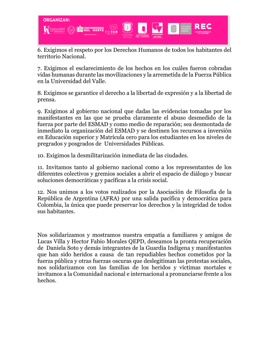 asoficvan's tweet photo. #FPFC | #FilosofíaQueCreaRegión
Comunicado a la opinión pública
Comité Organizador del Foro Problemas Filosóficos Colombianos (FPFC)
Ref. Aplazamiento del Foro por actual contexto

Enlace al documento completo:
https://t.co/xardfGzHsx https://t.co/Z6uaEpyoWA