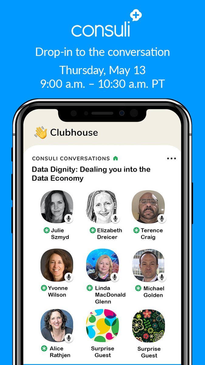 Consuli_Inc's tweet photo. 👋Join us on #ClubhouseApp
📆Thursday 5/13
⌚️9:00 am PT
🗣 We’ll be discussing #datadignity, #digitaldust, and why the time is NOW to join the movement.
🚪Search for room: Data Dignity: Dealing you into the Data Economy
#Consuli #clubhouse #data #dataeconomy #DataScience https://t.co/WzFNr4r23F