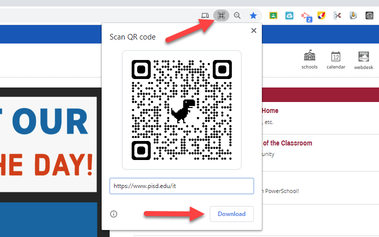 pisdtech's tweet photo. #PISDtechtip Did you know @GoogleChrome browser has a built-in QR Code Generator for any website?? 🙌🙌 Just click on the omnibox (address bar) to show QR Code icon on the right.👩🏽‍💻Download and insert in Google Classroom, Slides, or Doc! 🔳🥰#Pisdtech #pisdlearns https://t.co/3Qat5nAX7d