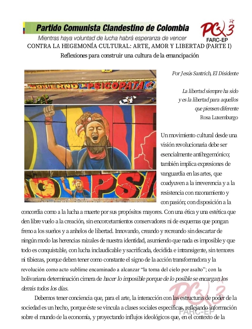 InsumisoRevolu1's tweet photo. @rpaSUR @AbpEcuador @EcuadorAbp @abp_noticias @AbpNoti @infobae @danielhadad @2021Libre @federicefepeve @Federica_1310 @patriaessolida3 
En la lucha x el socialismo insurgente x el camarada #santrich 
#PonteTrucha #ElParoNoLoParaNadie hasta que #DuqueNarcoParacoYAsesino renuncie https://t.co/B0sVH0a63G