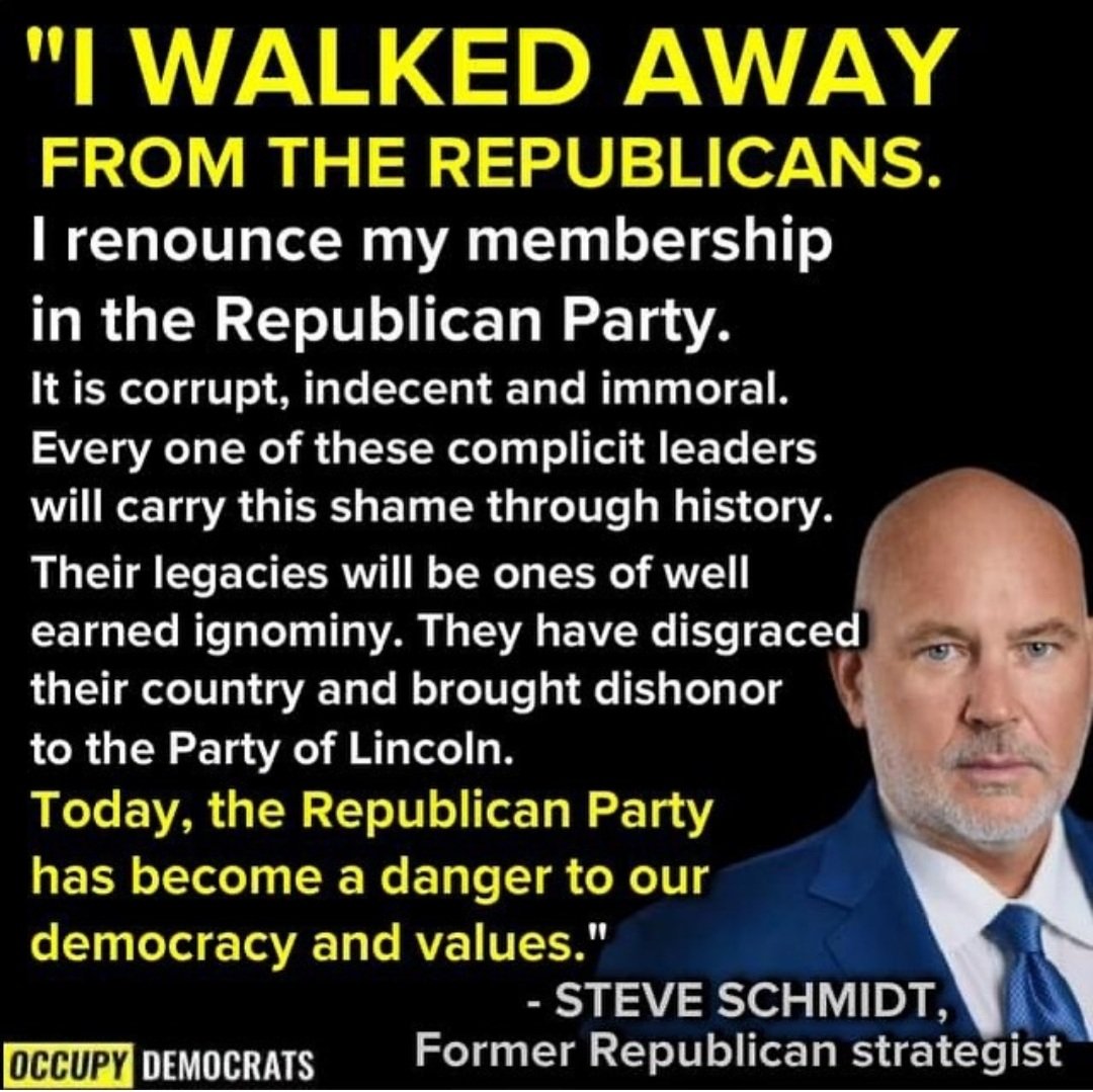 Today, House Republicans ousted Liz Chaney from her #3 position because she spoke out against Trump's big lie regarding the election.They are no longer the "Party of Lincoln". They aren't even the Republican party. They are the Party of Trump &amp; Trumpism is alive &amp; well in America
