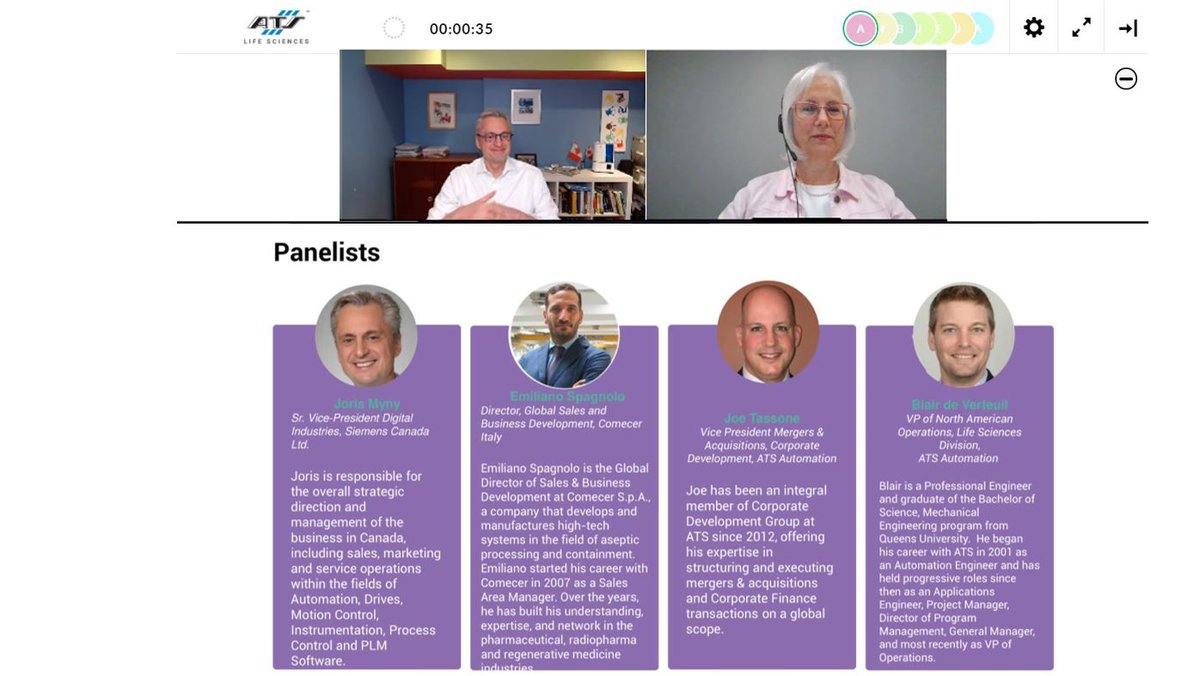 JorisMyny's tweet photo. It was a pleasure to join @atsautomation's panel; Manufacturers’ Responses to COVID-19: Then, Now &amp; Tomorrow. Thank you to my fellow panelists Emiliano Spagnolo, Joe Tassone &amp; Blair de Verteuil for the thoughtful discussion &amp; Catherine Thacker for her excellent panel moderation. https://t.co/O4VIrEAlSh