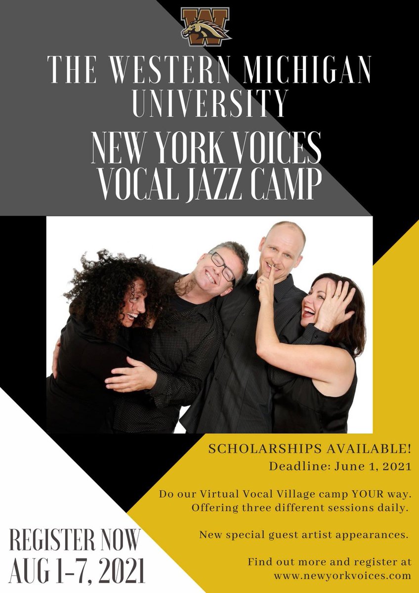 🥳😍 Registration for the virtual <a href="/WesternMichU/">Western Michigan University</a> New York Voices Vocal Jazz Camp is now OPEN!!!

👉 More info here: newyorkvoices.com/the-nyv-wmu-on…

🎉🎶We can't wait to see you!!!

#newyorkvoices #vocaljazz #camp #wmu
