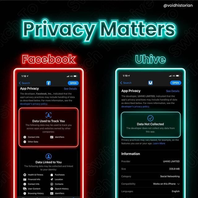 it_8nt_my_fault's tweet photo. 🔥🔥 Uhive collects NO DATA about YOU or YOUR device‼️ Just another reason you should be joining Uhive! Unless YOUR privacy doesn't matter.
#kronickrypto #technology #crypto #cryptocurrency #Uhive #uhiver #Uhivers #HVE #verified #privacy #socialmedia #socialnetwork #Blockchain https://t.co/M3IIgRAGZa