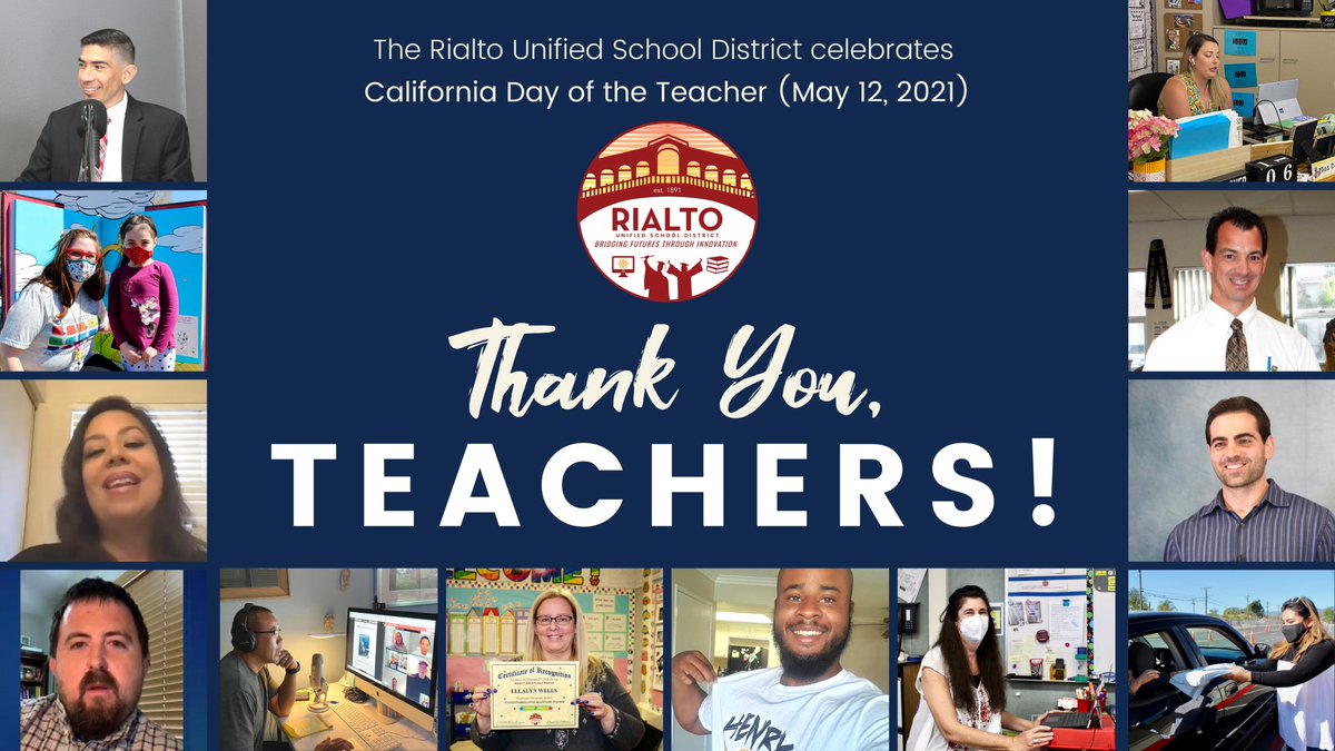 On behalf of the RUSD Board of Education and Superintendent Dr. Avila, we honor our dedicated teachers on #CaliforniaDayOfTheTeacher for their commitment to RUSD students. Teachers inspire curiosity while also delivering kindness for our students. Thank you, teachers!  

🍎👩‍🏫👨‍🏫🍎