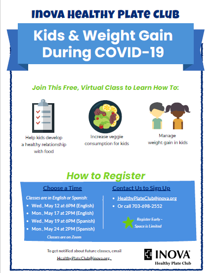 InovaHealthyKid's tweet photo. Our parent class is tonight at 6PM! If you're concerned about your child's weight or want your child to eat healthier (more veggies!), this class is for you! Message us for Zoom info. https://t.co/nMvRkwYveY