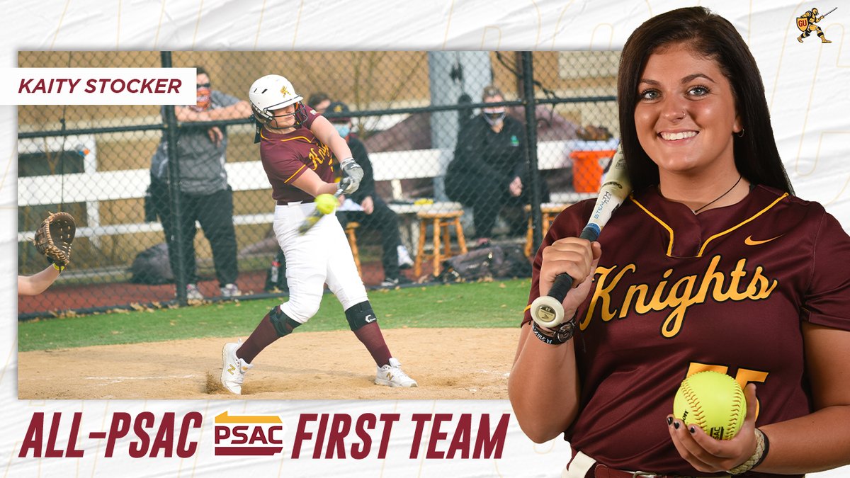 GUKnights's tweet photo. THE home run 👑 earns the fourth award for @Gannon_Softball!

⚔️ 2x All-PSAC Honoree
⚔️ 14 season home runs 
⚔️ 37 CAREER home runs
⚔️ .325 BA

Congratulations, Kaity!

#UKnighted https://t.co/ULtCdg8Zbk
