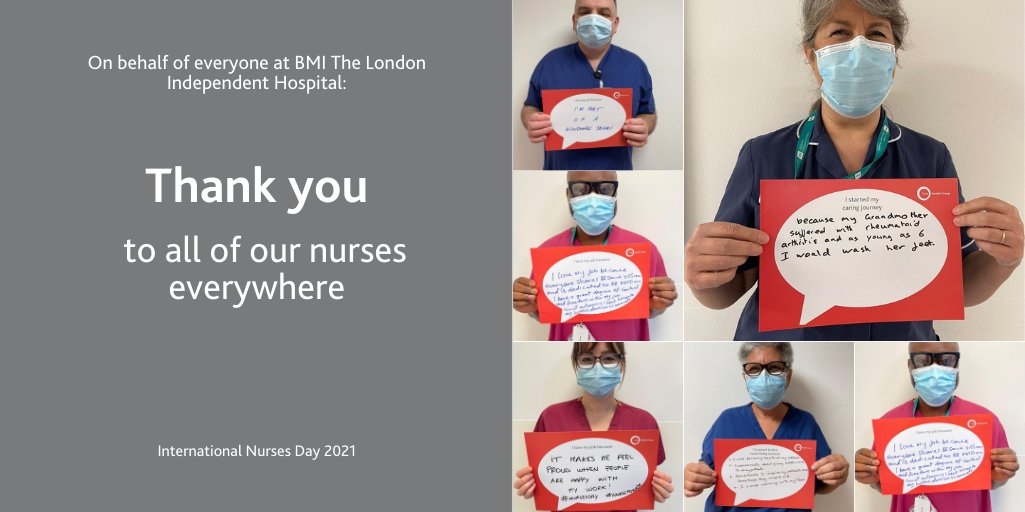 LondonIndHosp's tweet photo. Today is International Nurses Day #IND2021!

Thank you to all of our nurses who work tirelessly every day, putting patient's safety and care as their number one priority .

Thank you from all of us at BMI The London Independent Hospital.

#nurses #healthcare https://t.co/clMhzZPOkr