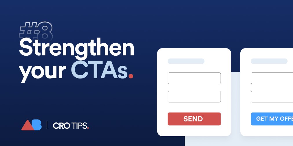 ABtestingai's tweet photo. CRO Tip #8 | Don't stay with the generic CTAs. Test different variations and ideas to find the right fit.
#leads #abtesting #WordPress #wix #squarespace https://t.co/AijKfyFkvb