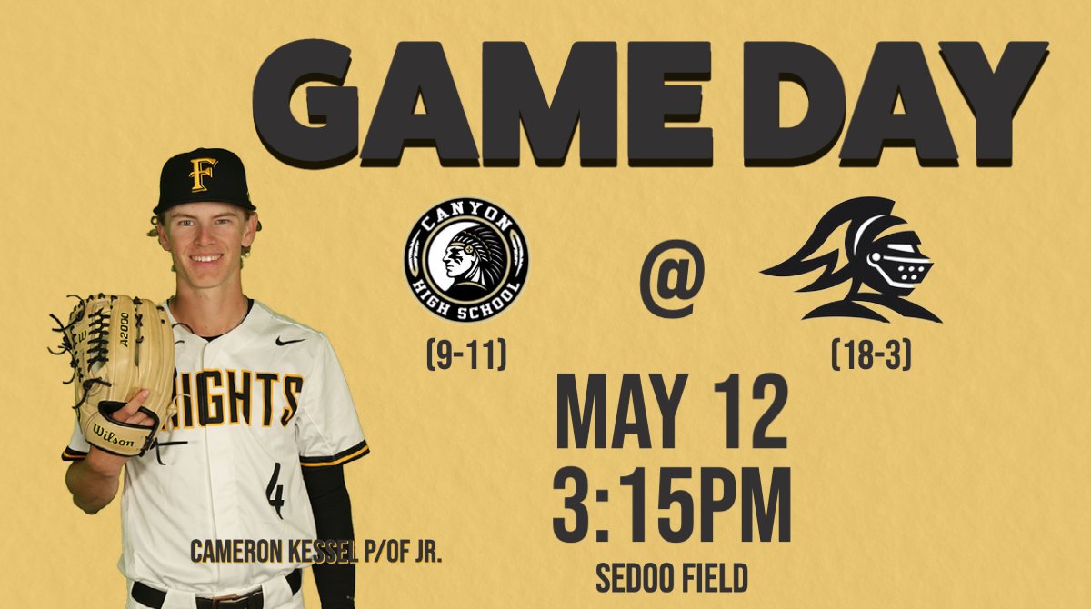 FoothillBasebal's tweet photo. The Knights (18-3) open Crestview League play against @canyonbaseball (9-11) in the first of a home and home series this week.
@AidenTaurek (6-1, 2.40) draws the start for the Knights at Sedoo Field. Game time 3:15PM
#FoothillFam https://t.co/JpQk0ScMBn