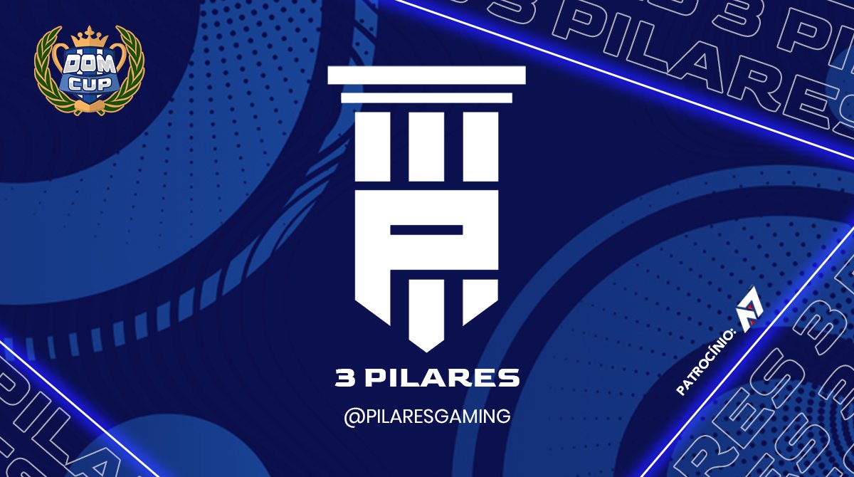 #DOMCupII

(19/20)

O penúltimo time confirmado é a <a href="/PilaresGaming/">3 Pilares Gaming</a>! Time super tradicional, vem mostrar o porquê de serem um dos grandes piláres do cenário competitivo!
Está confiante? Comente #Go3P aqui embaixo! 🙌🏻
