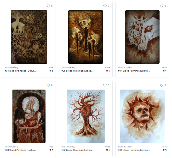 ShizArt's tweet photo. The first paintings of the "Written in Blood" series are available for purchase at https://t.co/8GfWUZaMK5. Limited edition of 6 paintings, each unique.
#schizart #nft #opensea https://t.co/N4D1sqJcWT