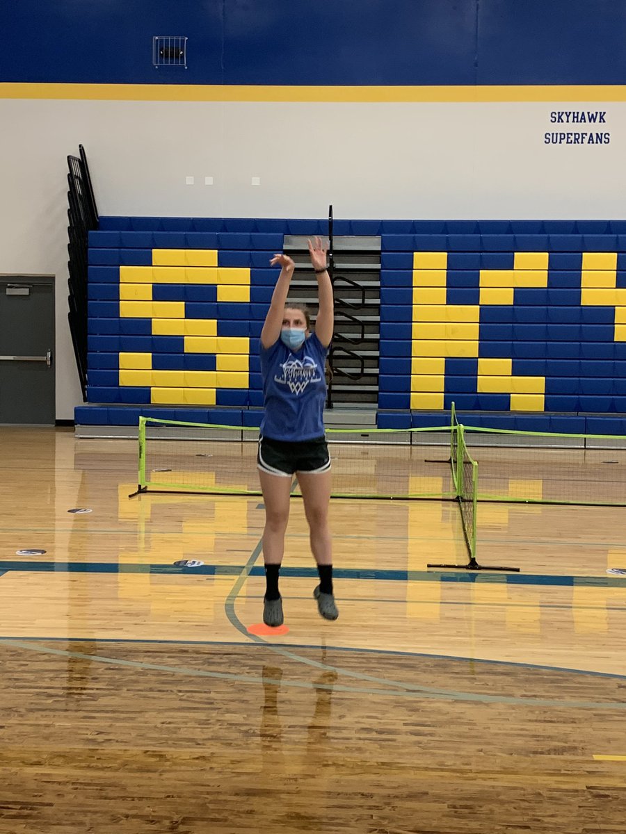 Basketball Skills Challenge Part II: Johnsburg Varsity Boys game vs RB first 10 shots made mapped out on the floor. #JohnsburgPE