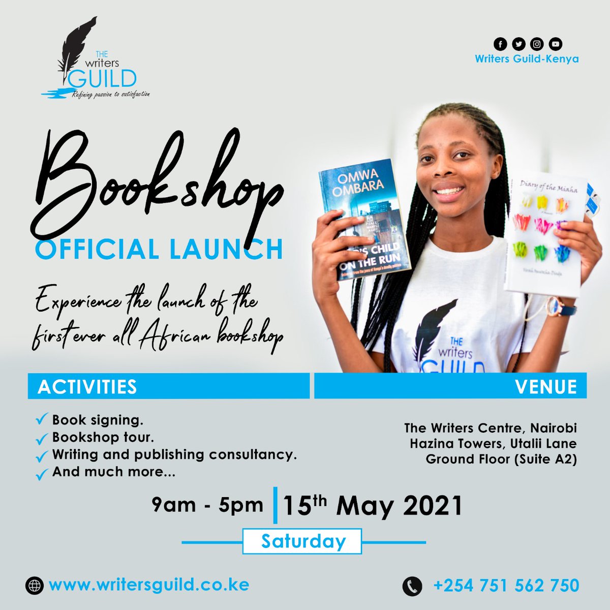 WritersGuildKE's tweet image. We are officially opening the first ever all African bookshop this Saturday. 
Come see what we've got!

#goaldigger #goals2021💪🏽 #writingcommunity #writersguildkenya #joinus #booklaunch #booklover #booksarelovely #bookrecommendation #africanauthors #africa #author #published