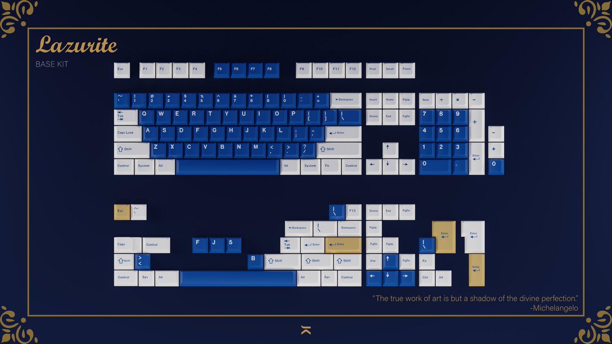 💙KEYSET GIVEAWAY💙

GMK Lazurite by <a href="/jae_keyed/">Jae | Jaekeyed</a> is so beautiful and elegant! It’s currently open for preorder and the designer, Jae, is giving out a base kit :)

to enter:
- like + RT this tweet 
- follow <a href="/jae_keyed/">Jae | Jaekeyed</a> 
- closes at 11am pt on 5/14 (fri)