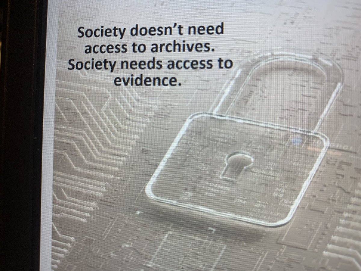 GustavoCastaner's tweet photo. Laura Millar calls us to arms. We need to broaden our focus in order to preserve #evidence . We cannot do this alone and need strategic alliances to accomplish this #archivesarenolongerenough #preserveevidenceamongstdata #evolveorperish #preuambició https://t.co/tVtgDD260Q