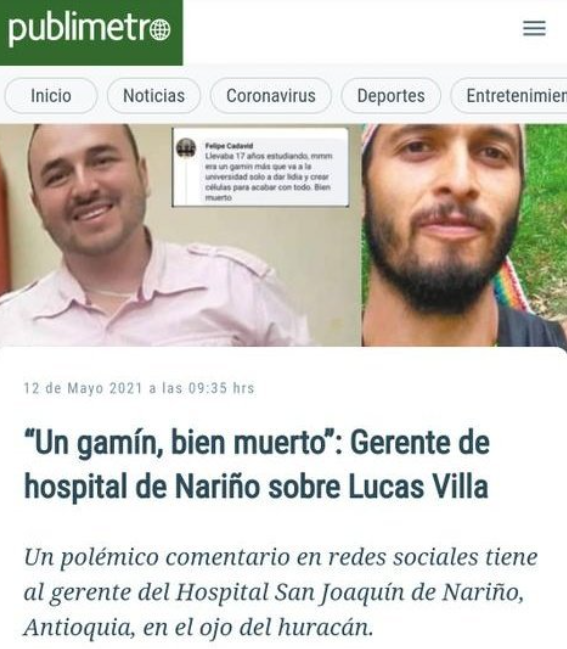 Matador000's tweet photo. Les dejo esta joya de la empatía. ¿De qué partido será adepto el gerente del hospital de Nariño?, ¿Alguien sabe?. https://t.co/vNb3Lqh3AZ