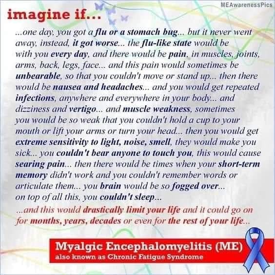CarolDa42444571's tweet photo. https://t.co/XTVhYImXIV
Yet again #MEAwarenessDay has not been covered widely by the @BBCWorld @ITV @Channel4News @channel5_tv this cruel debilatating disease has taken my life for 27 years an millions of others across the World!! @Invest_in_ME @MEAssociation @OpenMedF https://t.co/XFz29xiaPB