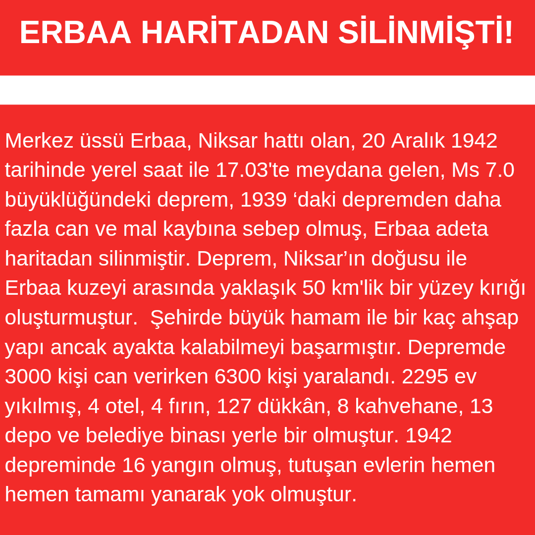 HARİTADAN silinen bir şehir için Geçmiş Olsun'dan daha çok şeyler yapabilirsiniz. #ErbaaCEDistiyor
<a href="/yusufbeyazit60/">Av. Yusuf Beyazıt</a>
<a href="/AvMustafaArslan/">Av.Mustafa ARSLAN</a> 
<a href="/AvOzlemZengin/">Av. Özlem Zengin 🇹🇷</a> 
<a href="/yclblt06/">Yücel Bulut</a>
<a href="/kadimdurmaz/">Kadim DURMAZ</a>