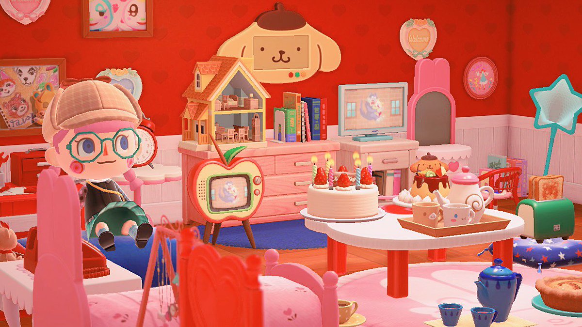 sesametchi's tweet image. 大好きな色でいっぱい部屋🎀🍎🗳📘🧤