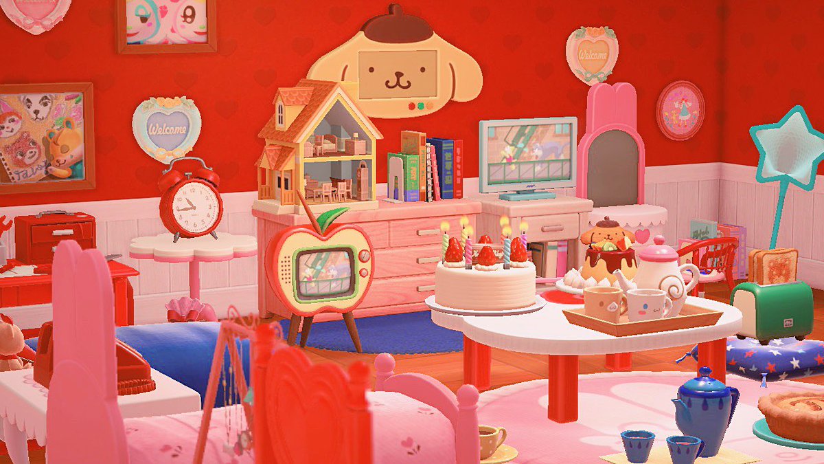 sesametchi's tweet image. 大好きな色でいっぱい部屋🎀🍎🗳📘🧤