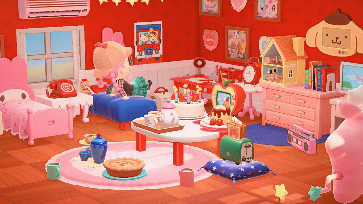 sesametchi's tweet image. 大好きな色でいっぱい部屋🎀🍎🗳📘🧤