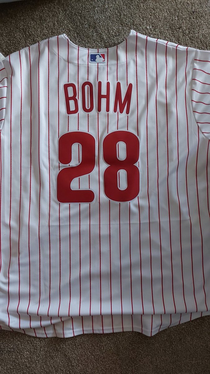 phan_page's tweet photo. Guess what arrived today...
So glad I got my Bohm 'Hohm' jersey from the lovely guys at @shift_pod so thanks again guys can't wait to sport it soon! 

#Phillies
#Bohm
#Nationals https://t.co/H59GCLNaMe
