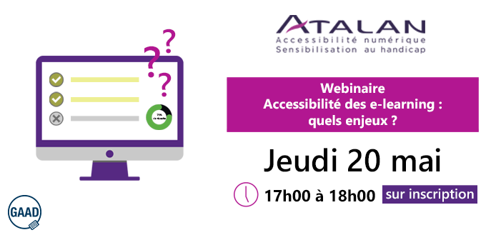 De 17h à 18h, un webinaire sur l'accessibilité des e-learning : quels enjeux ? Rendre la structure du e-learning accessible mais aussi les supports pédagogiques. #FormationProfessionnelle #Formation #eLearning #Web #webinaire 👉Pour vous inscrire : forms.gle/L4AbdV57sL7g9g…