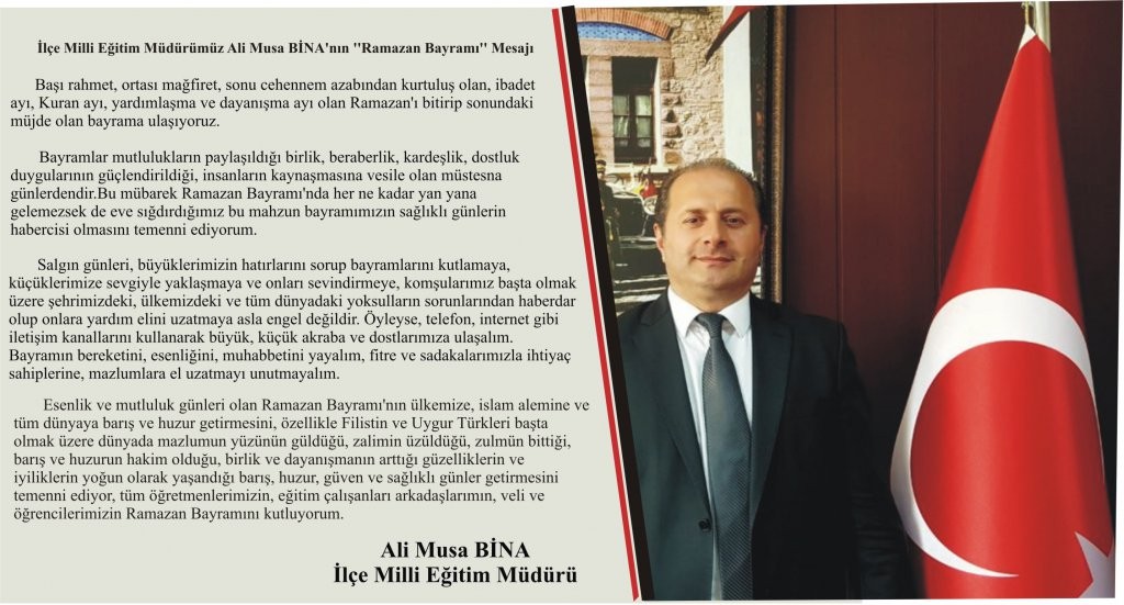 İlçe Milli Eğitim Müdürümüz Ali Musa BİNA'nın ''Ramazan Bayramı'' Mesajı 
gaziemir.meb.gov.tr/www/ilce-milli…
 <a href="/izmir_ilmem/">İzmir İl Milli Eğitim Müdürlüğü</a> <a href="/yahsiomer/">Dr. Ömer YAHŞİ</a> <a href="/AliMusaBina/">Ali Musa Bina🇹🇷</a>