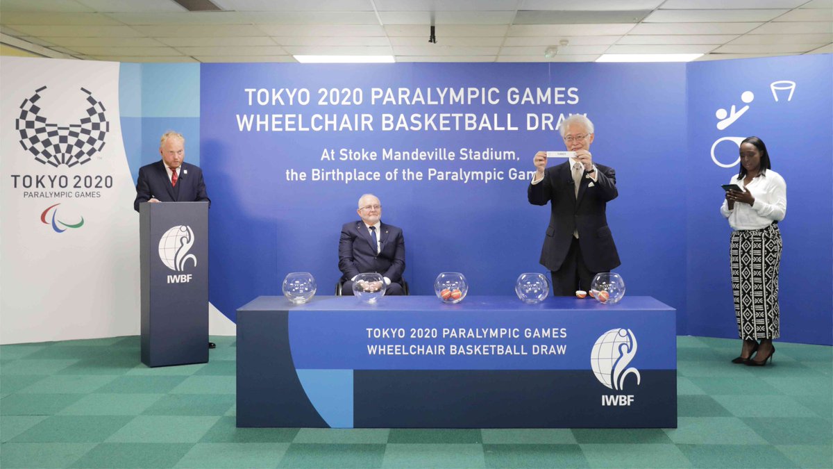 _IWBF's tweet photo. An important day on the road to the #Tokyo2020 @Paralympics as the 22 qualified #wheelchairbasketball teams discovered their group opponents. 🙌

📖➡️ https://t.co/cAaQIYtuP1

Thank you 🙏🏻 to @SMStadium for hosting, presenter @JNETTEKWAKYE, @charlie_bethel  &amp; our esteemed guests! https://t.co/SJPMkkxFDw