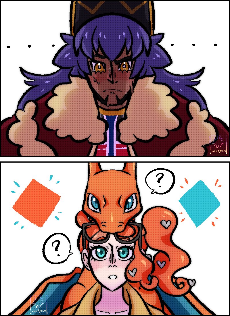 [ pokemon swsh + dnsn ] leon's favourite color combo................🧡💙 